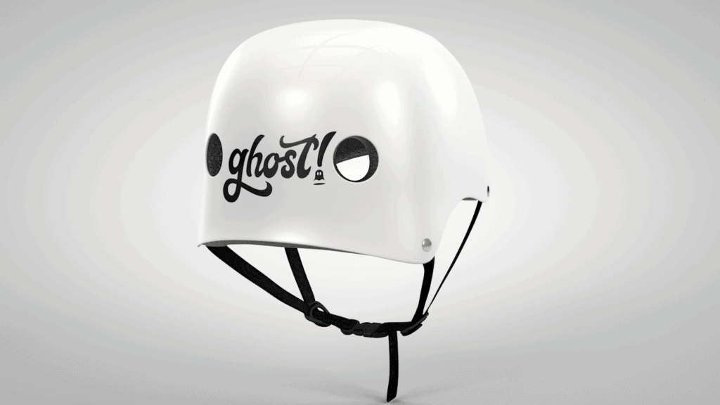 Ghost boards and helmets logo and 3d visualisation still image