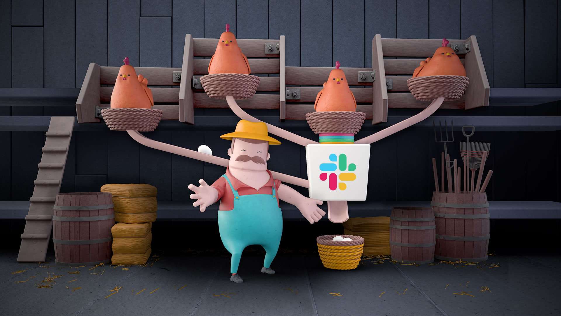 To be a small shot in larger animation about Slack services